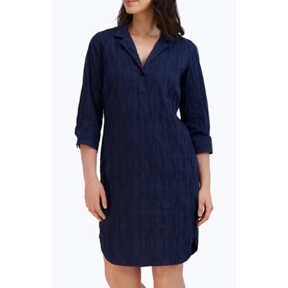 Foxcroft Navy Sloane Crinkle Mini Dress Sz. XS